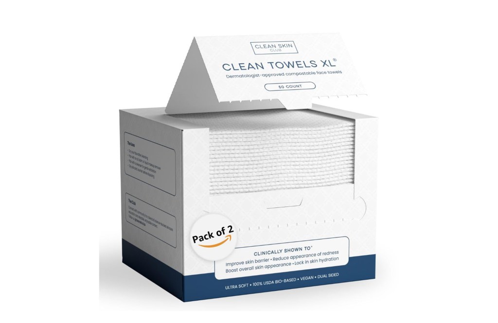 Clean Skin Club Clean Towels XL™, 100% USDA Biobased Face Towel, Disposable Face Towelette, Eczema Association Accepted, Makeup Remover Dry Wipes, Ultra...
