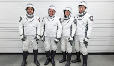 The crew of NASA’s SpaceX Crew-11 mission to the International Space Station pictured during a training session at SpaceX facilities in Florida.