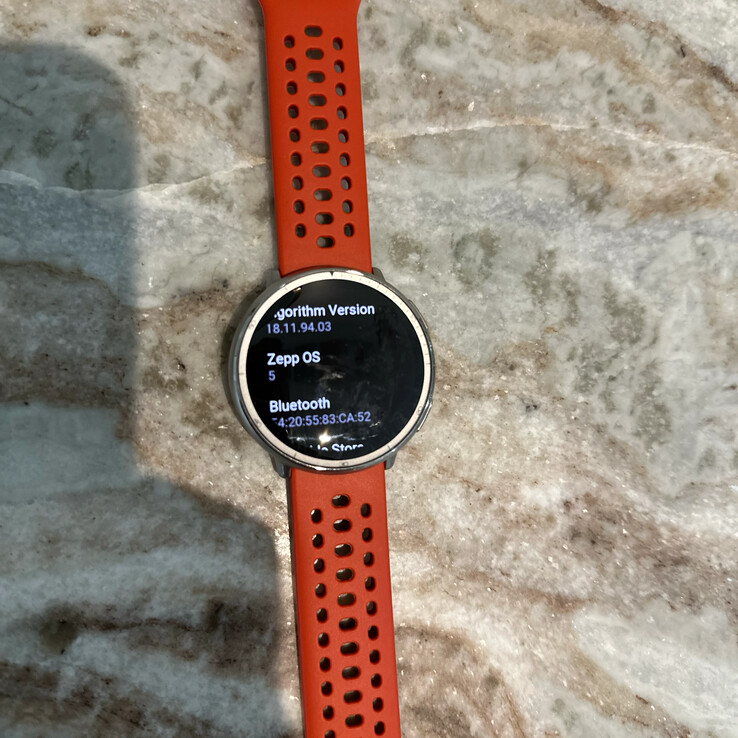 A user photo showing that the Active 2 smartwatch runs on Zepp OS 5 after the latest update. (Image source: u/zztop81 via Reddit)