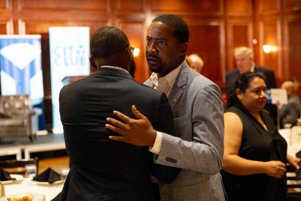 Ald. William Hall, 6th, greets people, June 23, 2025, at the City Club. (Brian Cassella/Chicago Tribune)