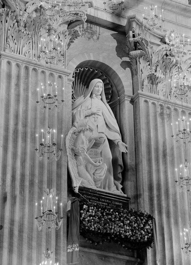 The statue of St. Frances Xavier Cabrini, the first American saint, is shown in its niche in St. Peter's Basilica in Rome in 1947. Cabrini died in 1917 in Chicago. (AP)