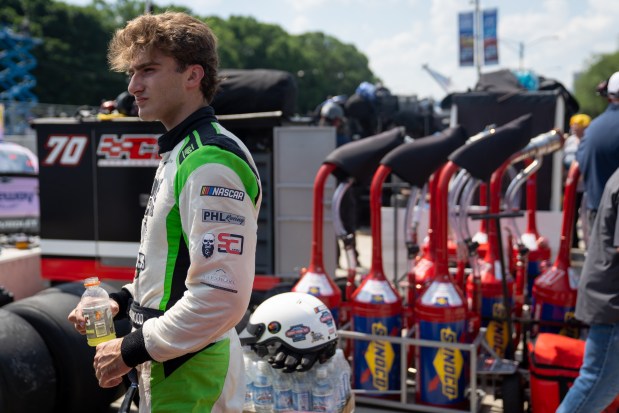 Bayshore Mortgage's Thomas Annunziata, 70, in the pit stop in Grant Park during the NASCAR Xfinity Series The Loop 110 ahead of the NASCAR Cup Series on July 5, 2025. (Audrey Richardson/Chicago Tribune)