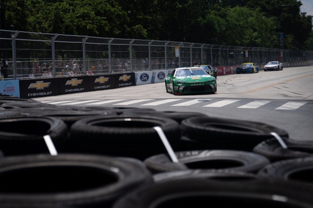 Anthony Alfredo (42) comes around turn six during the Nascar Infinity Series Practice & Qualifying ahead of the NASCAR Xfinity Series The Loop 110 on July 5, 2025. (Audrey Richardson/Chicago Tribune)