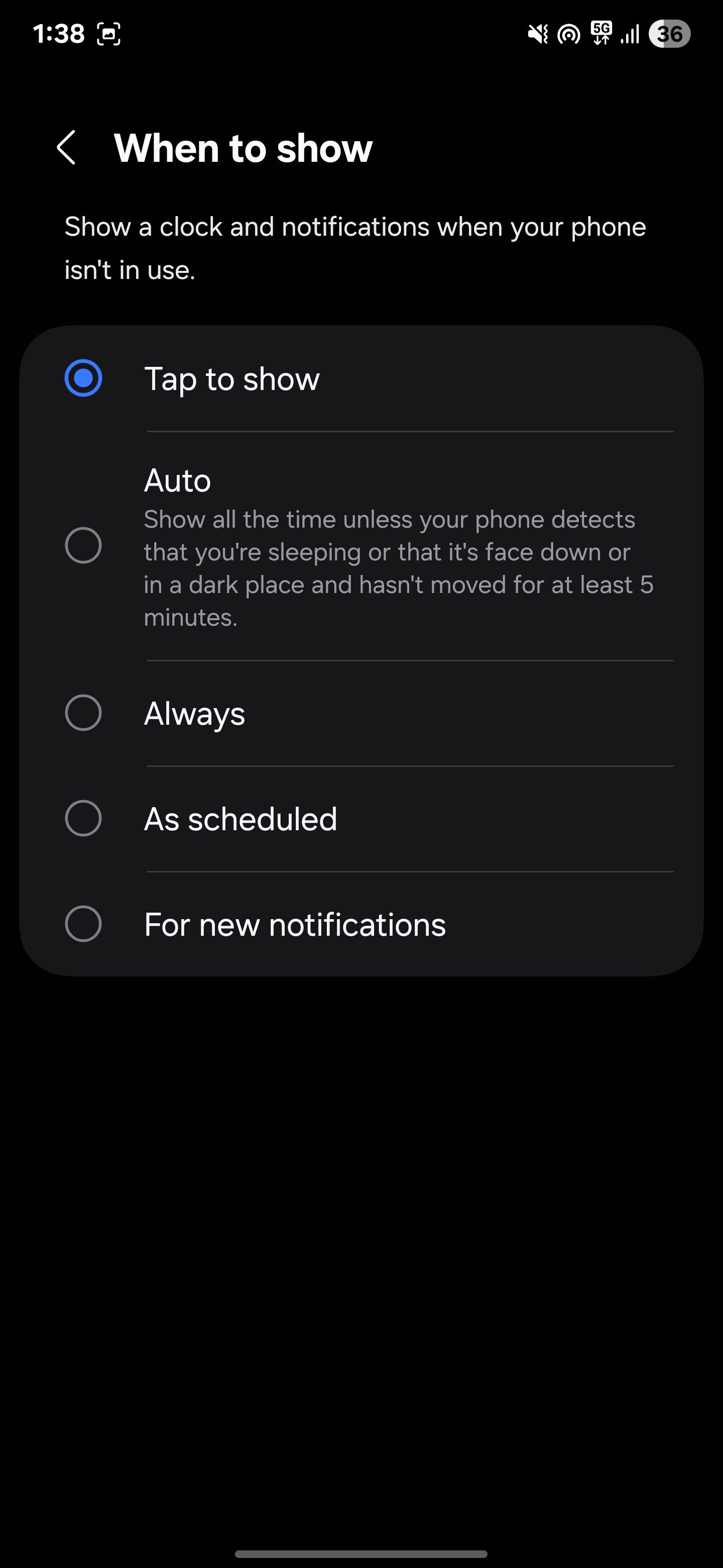Customizing AOD in Samsung Settings menu