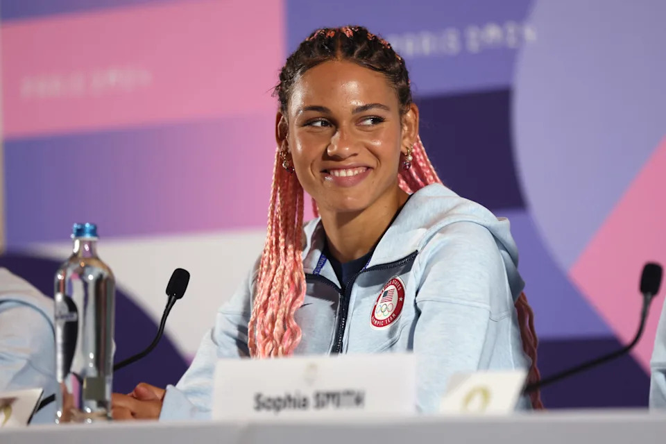 PARIS, FRANCE - AUGUST 08: Trinity Rodman of Team United States speaks during a Gold Medal Women's Football Press Conference on day thirteen of the Olympic Games Paris 2024 at the Main Press Centre on August 08, 2024 in Paris, France. (Photo by Mike Lawrie/Getty Images)Mike Lawrie&sol;Getty Images