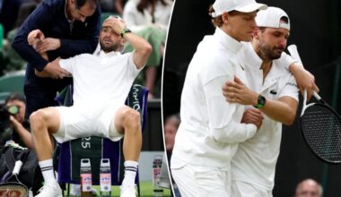 Grigor Dimitrov's Wimbledon upset bid against Jannik Sinner halted by injury