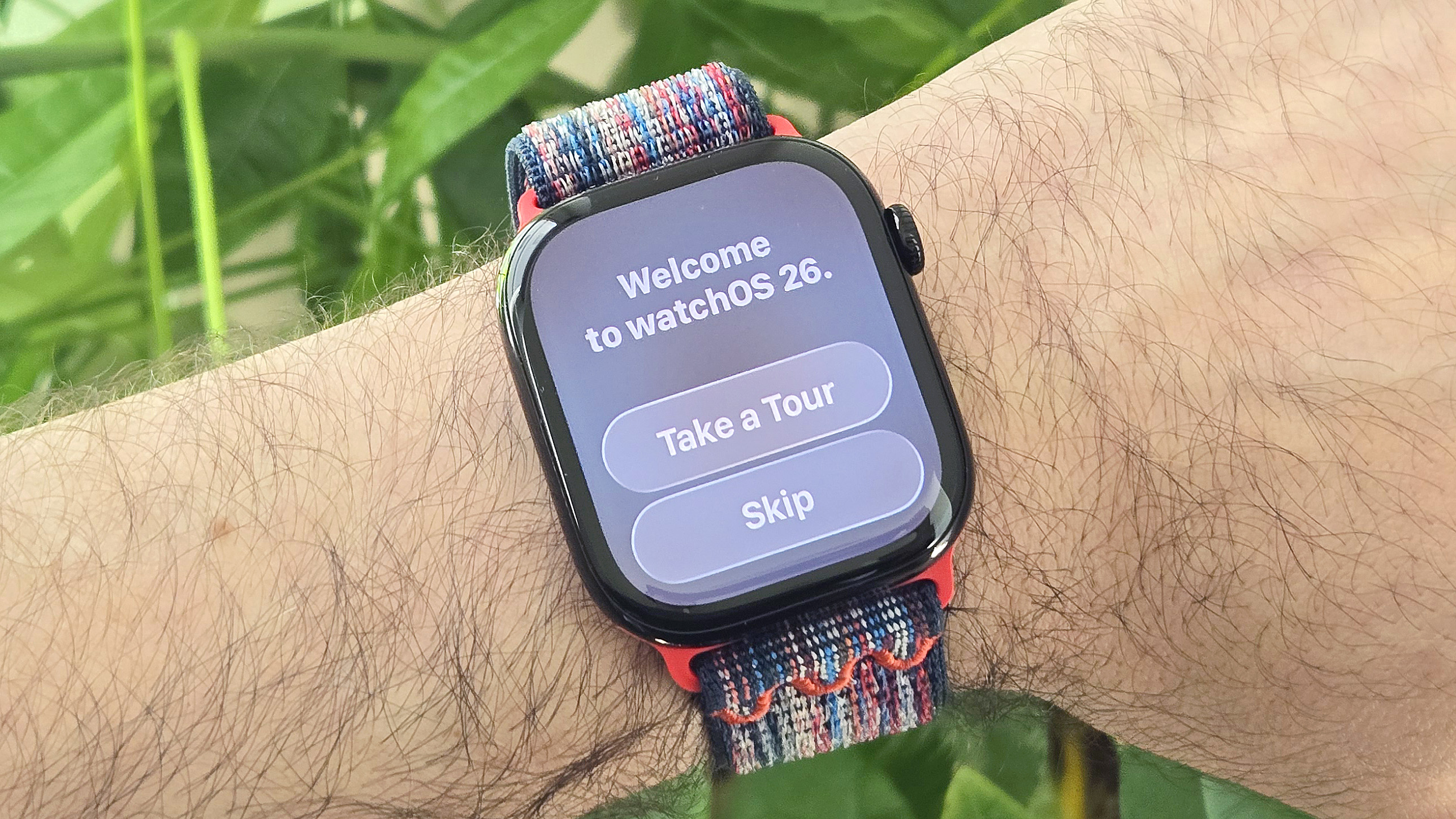 Close-up of an Apple Watch Series 10 on a user's wrist with a 