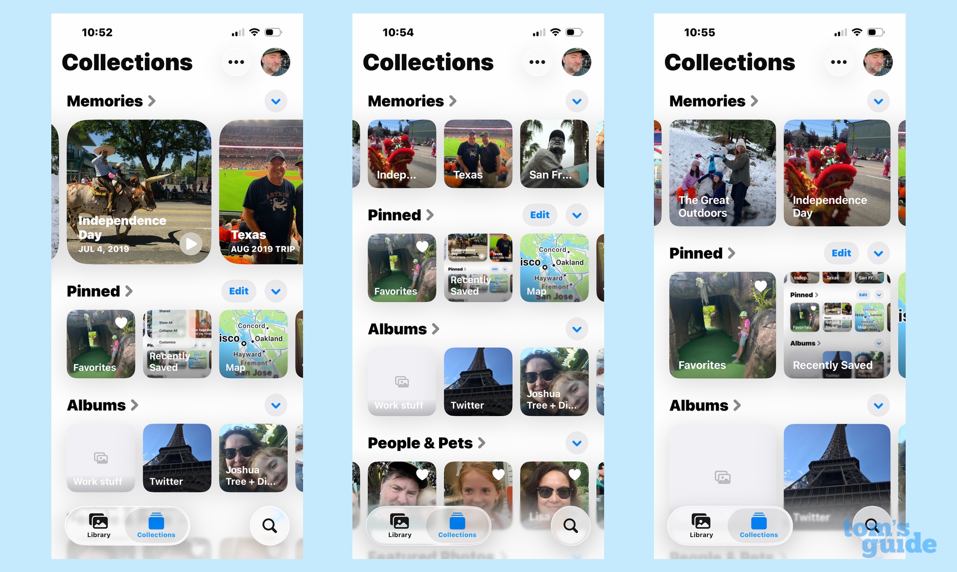 collections layout options in iOS 26