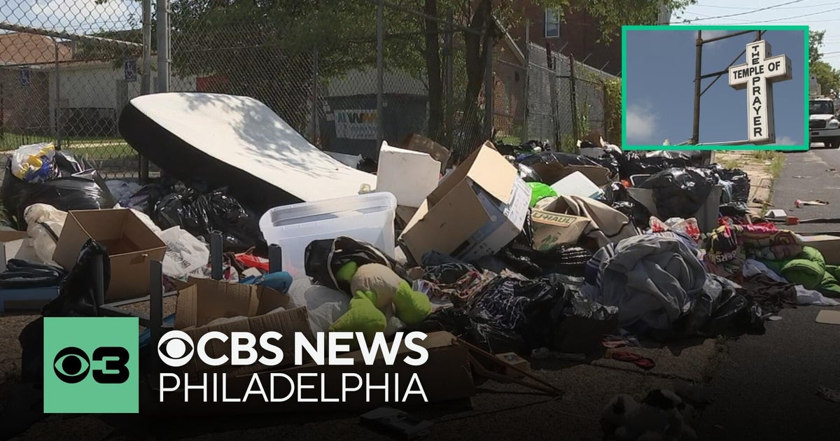 Illegal dumping outside Temple of Prayer Church in West Philadelphia