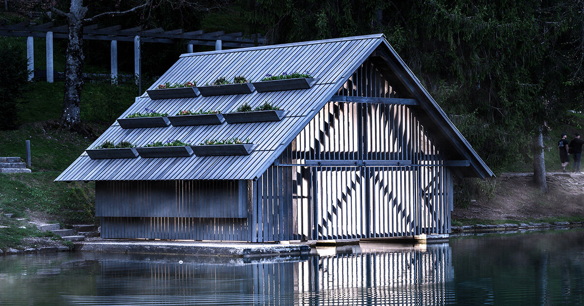 filtration garden crowns boathouse in slovenia by OFIS architects