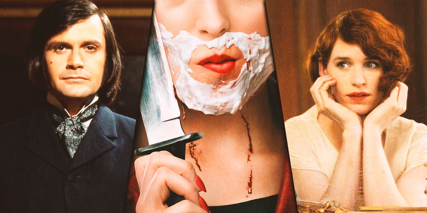A split image of gender-bending movies.