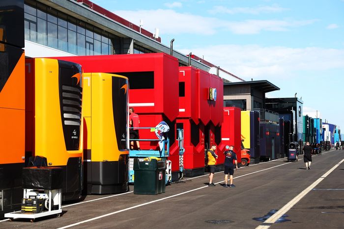 General view of motorhomes in the Paddock