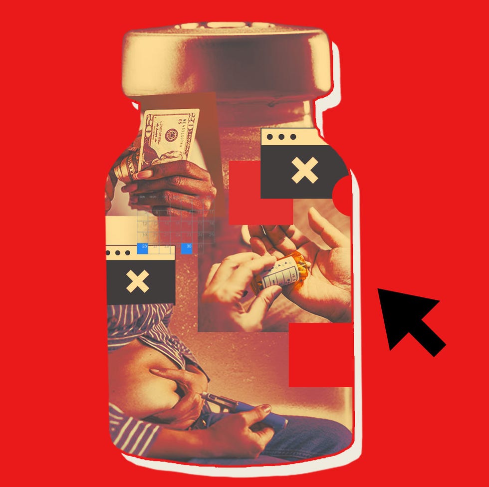 a digital collage representing various themes around health money and technology