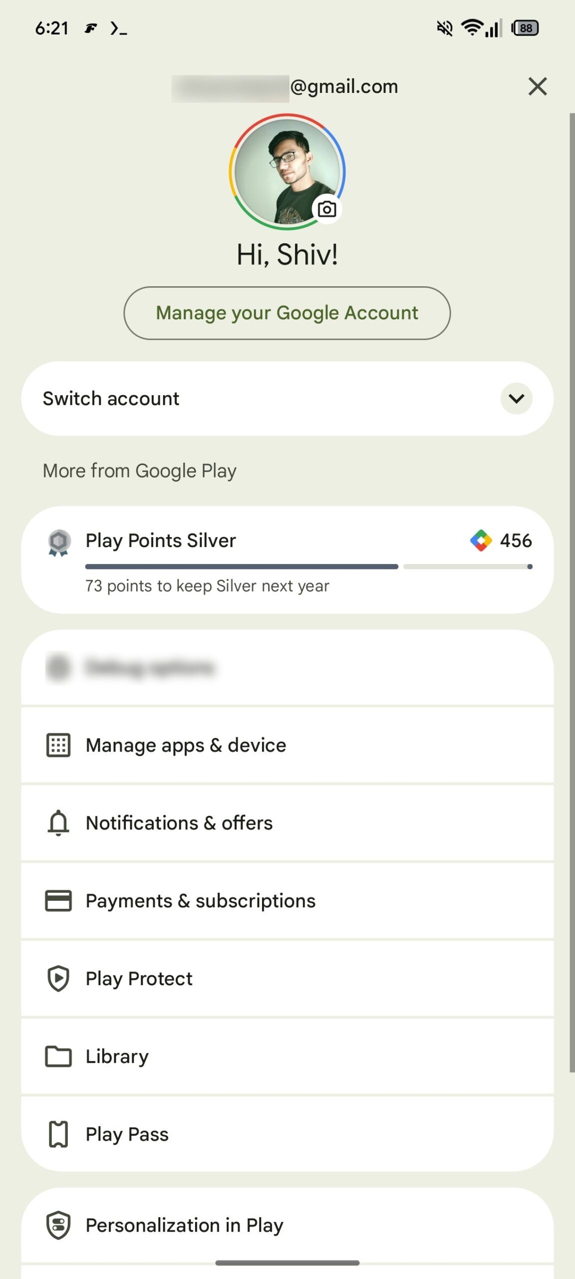 Screenshot showing Google's upcoming account switcher redesign for the Play Store