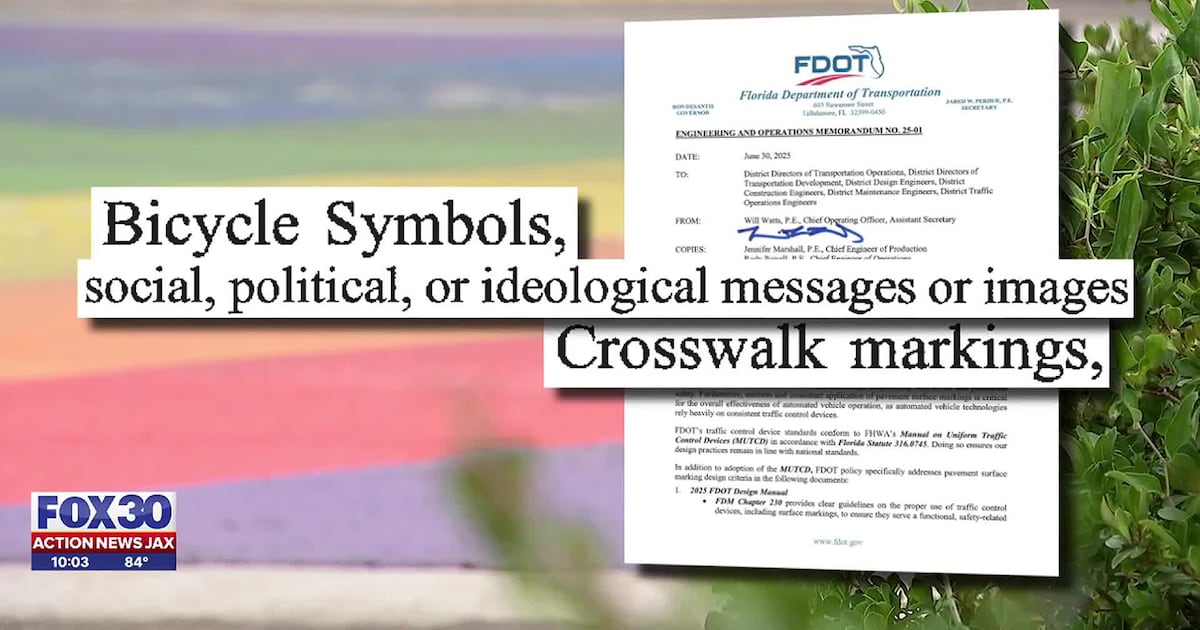 Statewide effort aiming to ban pavement art on public roads could affect some Jacksonville streets
