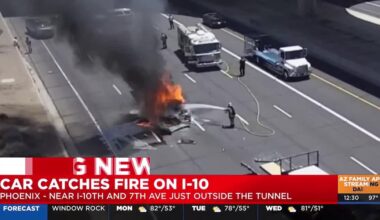 Car fire leads to traffic backup on I-10 in central Phoenix