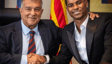 Marcus Rashford with Joan Laporta