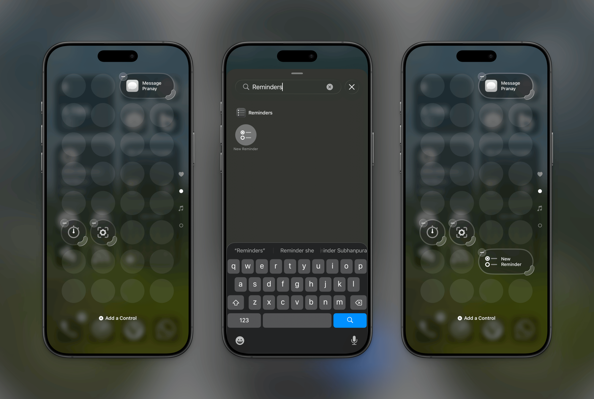 Adding Reminders Control to iPhone Control Center.
