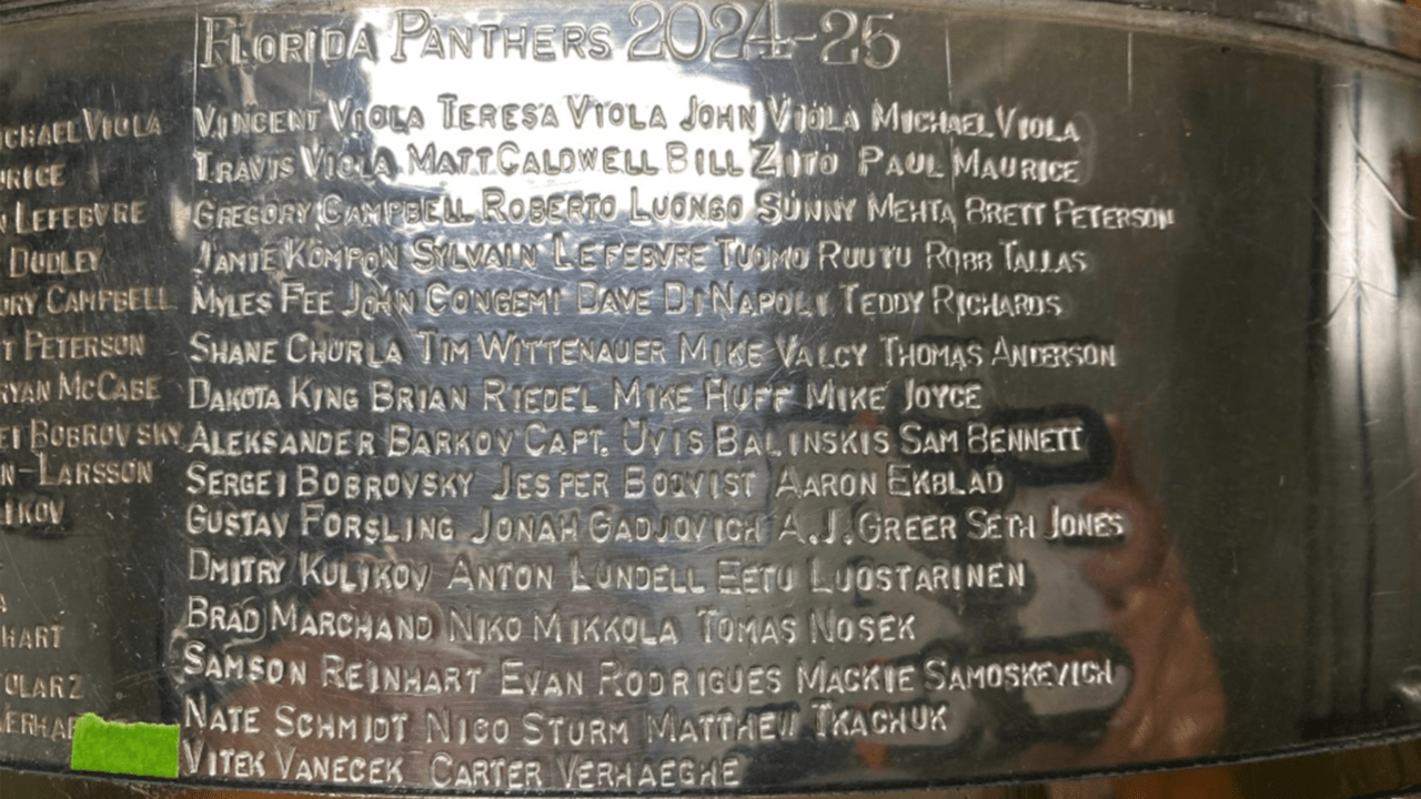 Panthers' names engraved on Stanley Cup again