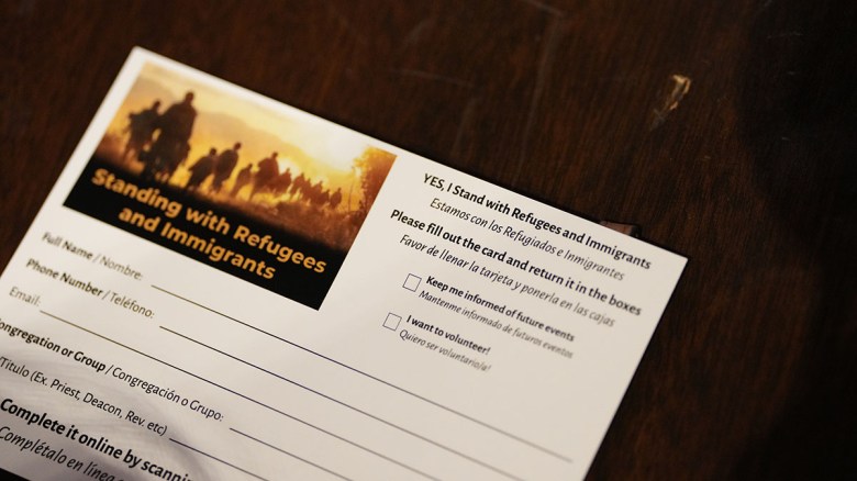People are asked to volunteer to support immigrants. (Photo by Chris Stone/Times of San Diego)