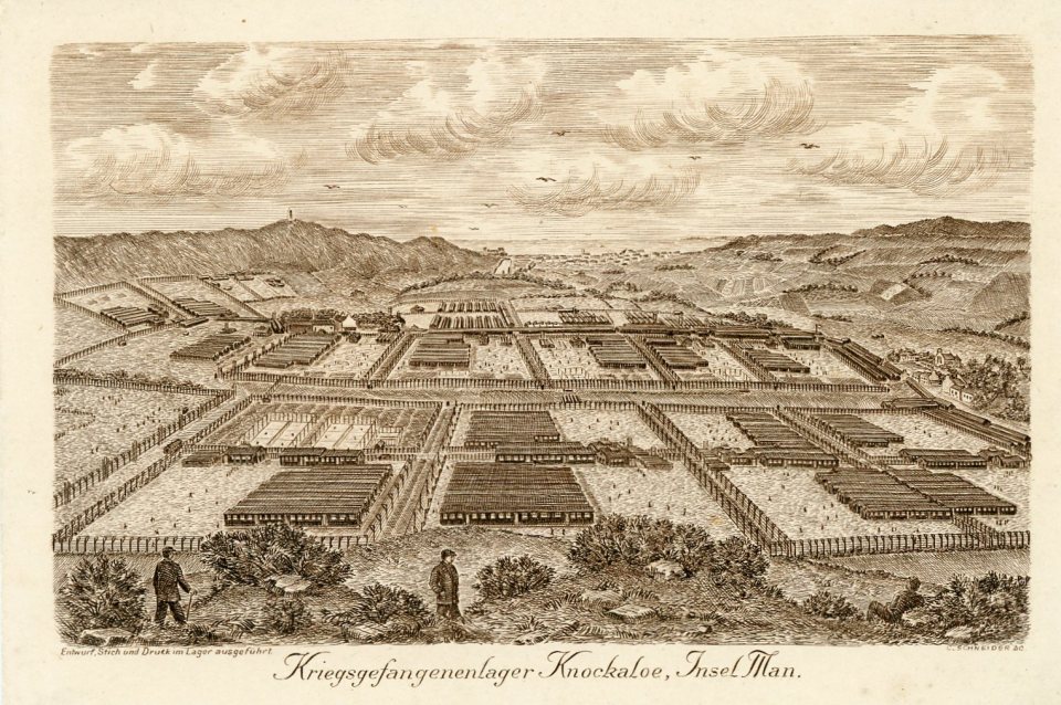 Illustration of Knockaloe POW camp on the Isle of Man.