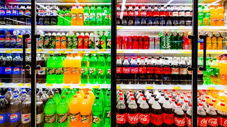 Sodas in a reach-in cooler