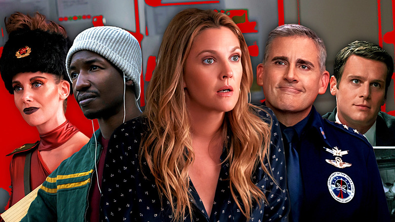 Ruth (Alison Brie), Dan (Mamoudou Athie), Shiela (Drew Barrymore), Mark (Steve Carell), and Holden (Jonathan Groff) next to each other