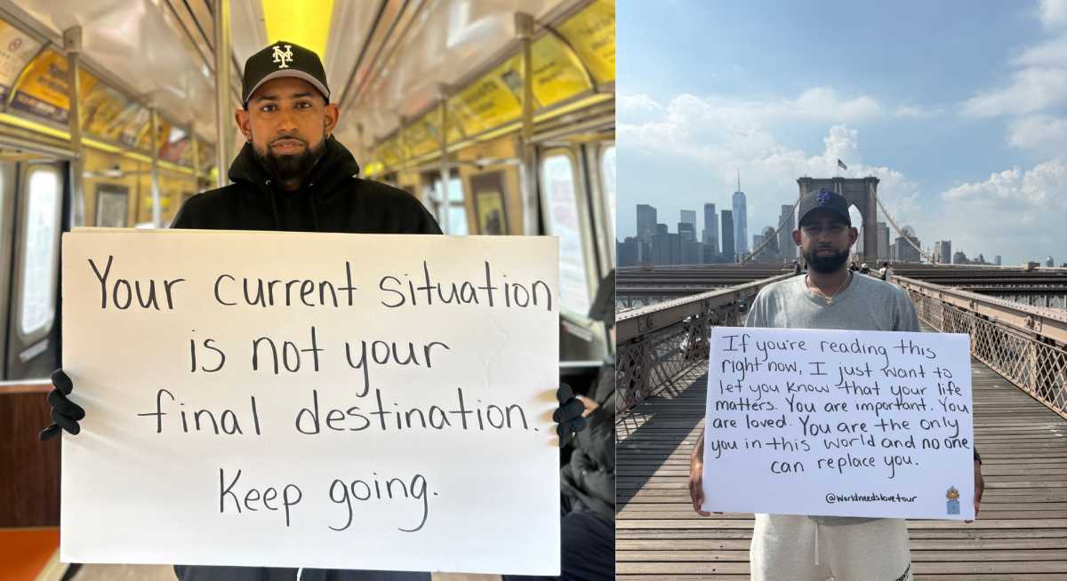 Spreading love, one sign at a time: Jose Cruz’s World Needs Love Tour takes over NYC