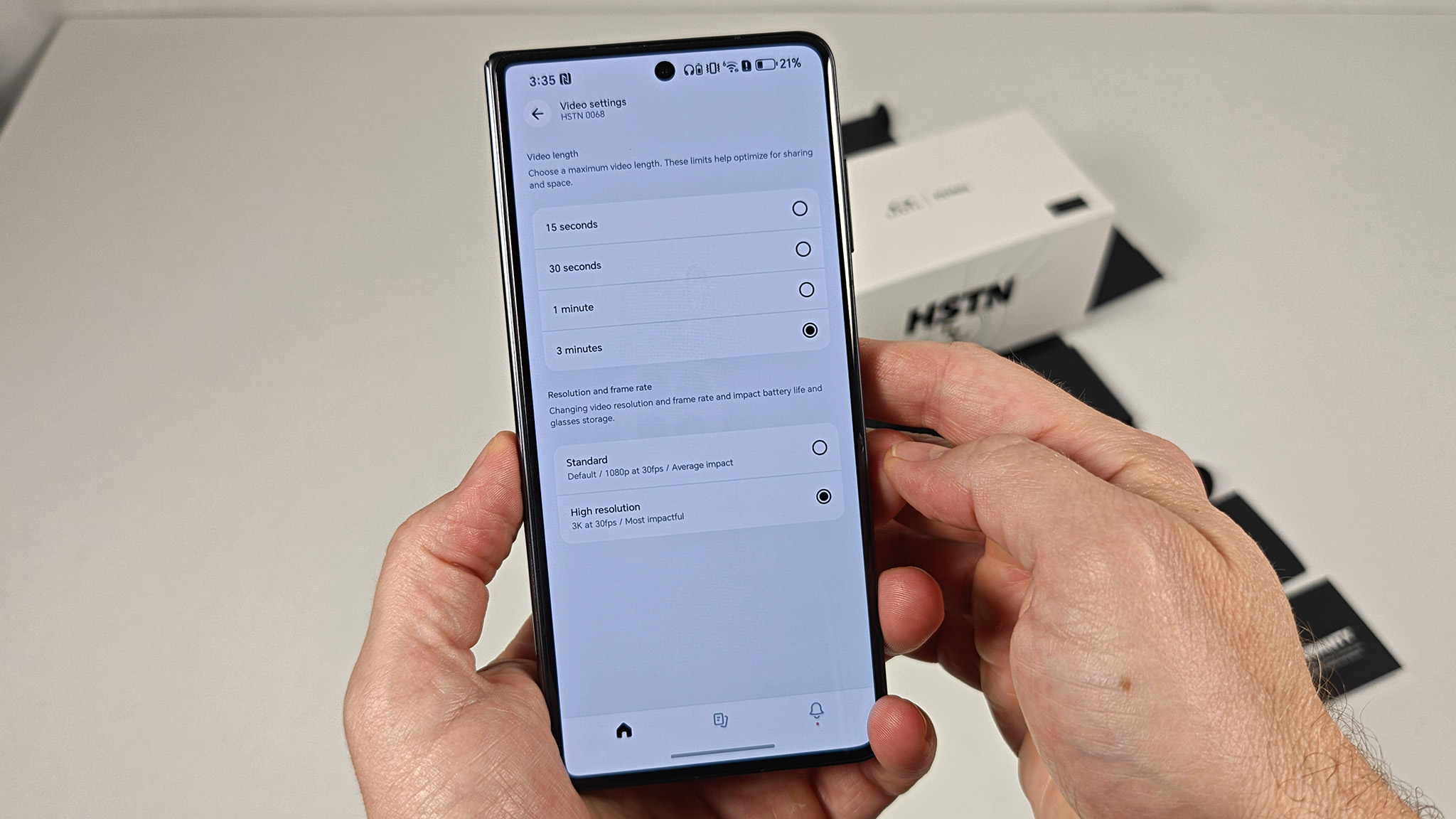 Changing the video recording resolution on Oakley Meta HSTN Smart Glasses