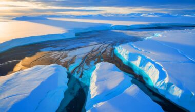 Illustration of ancient, river-carved landscapes beneath the East Antarctic Ice Sheet, generated by artificial intelligence.