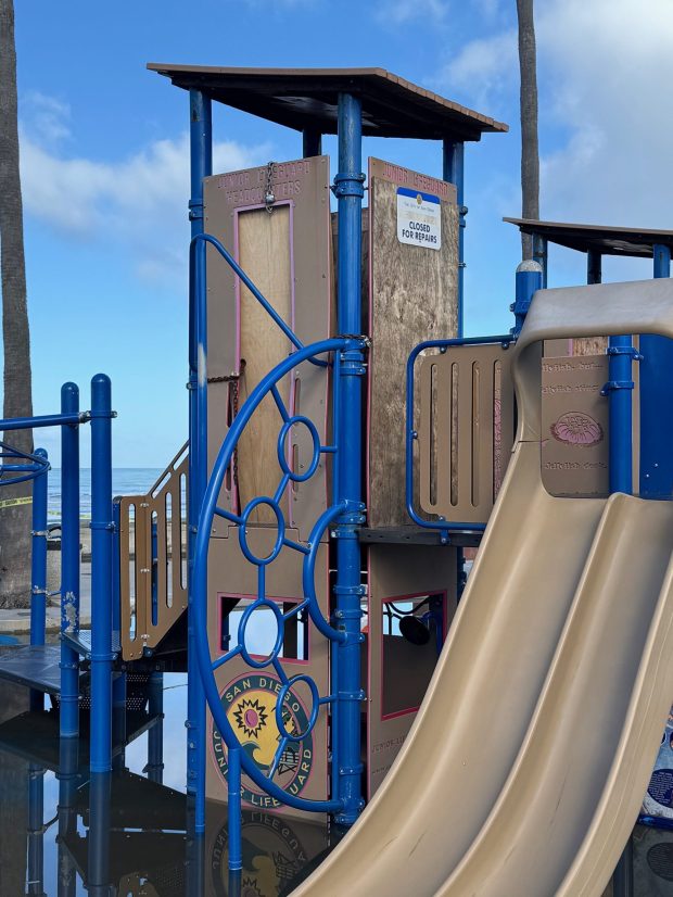 This section of the playground at Kellogg Park in La Jolla Shores was closed for months because of damage before it was recently repaired. (Michael McCormack)
