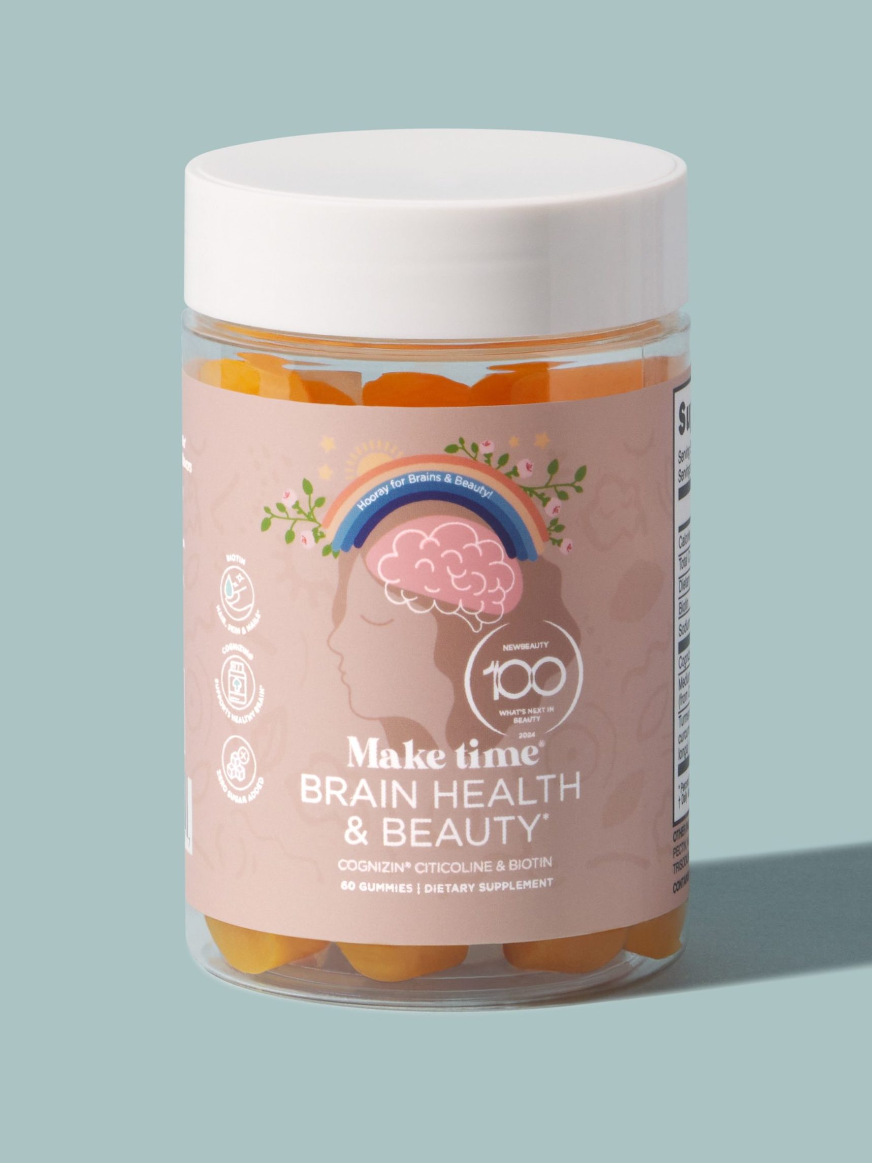 Jar of Make Time brain health and beauty gummies.