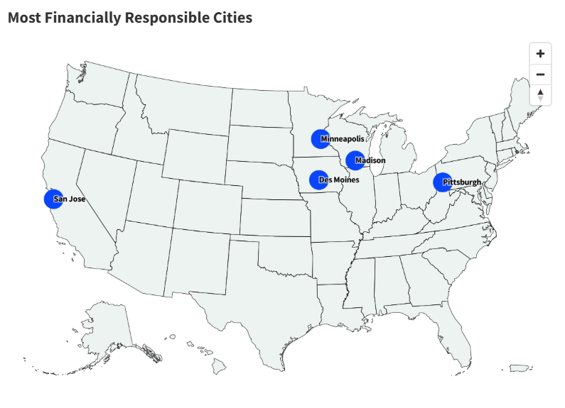Map Shows Cities Where People Are Most Financially Responsible