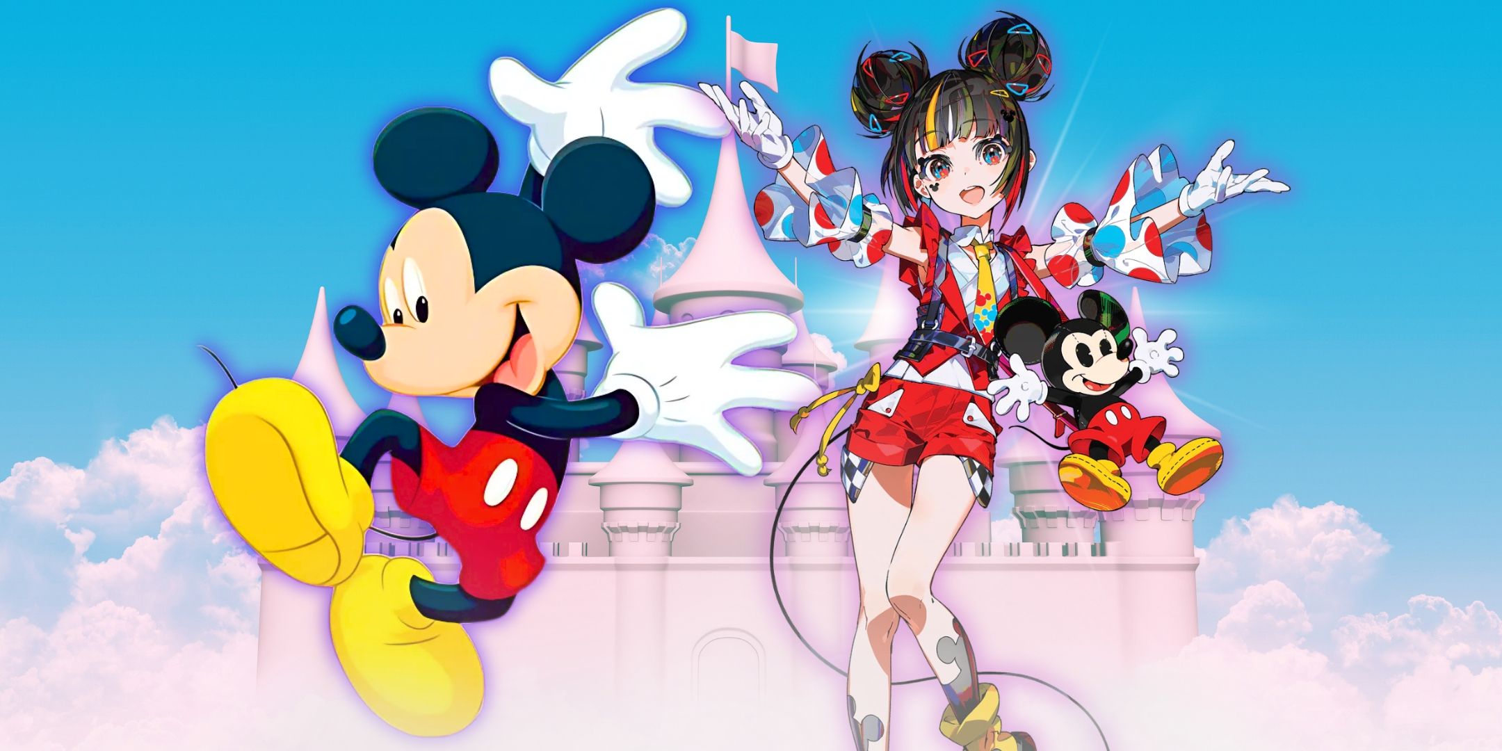 Disney's Mickey Mouse and Mika Pikazo's official anime girl transformation design