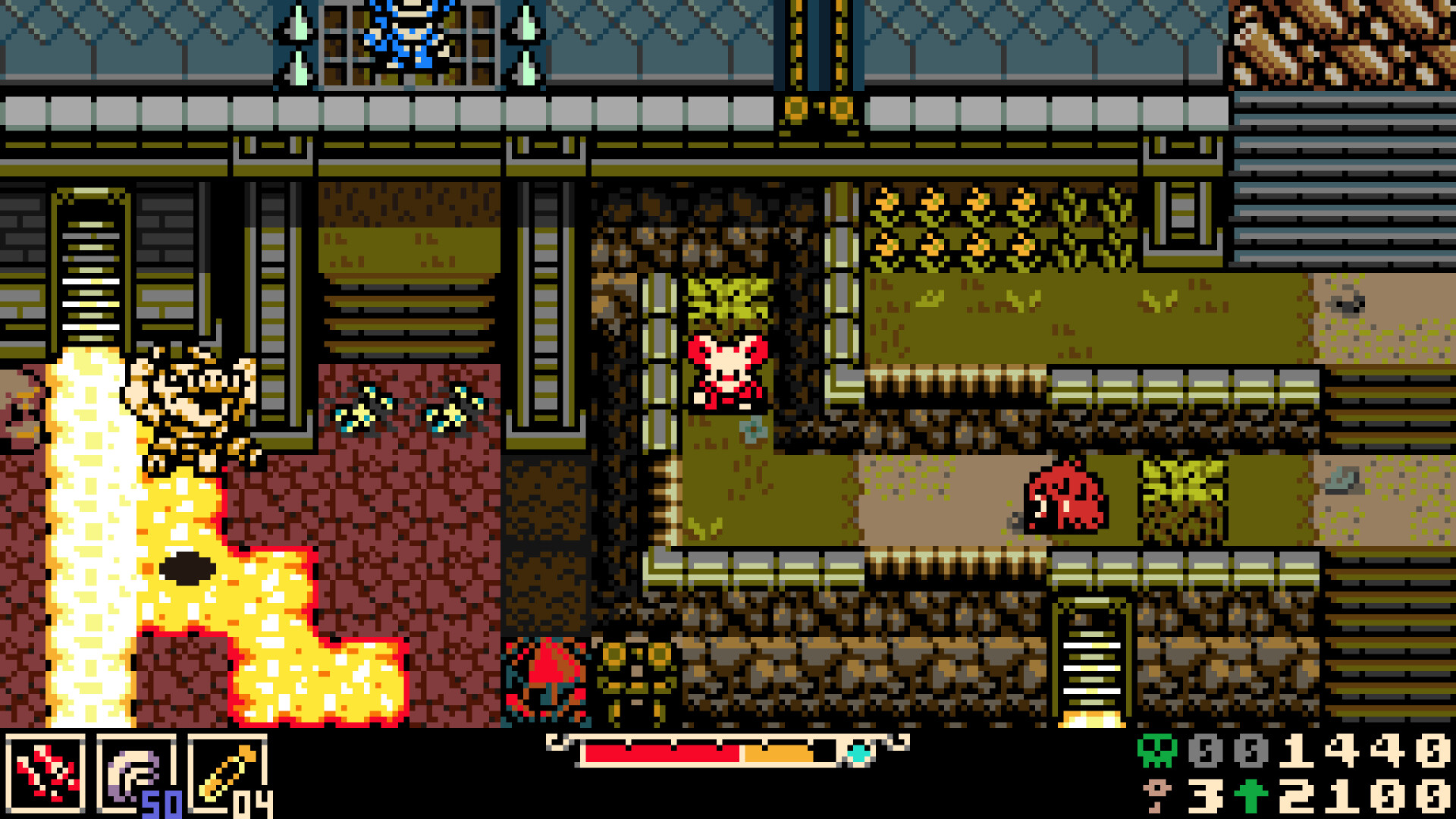 Mina the Hollower walking around a dungeon 