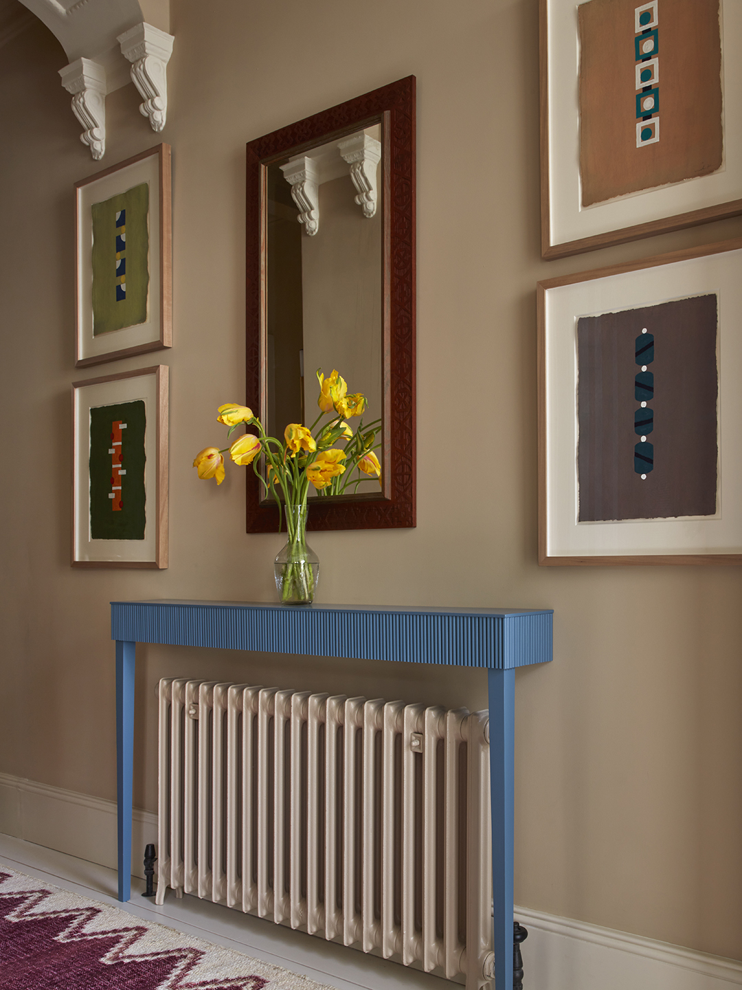 blue console table