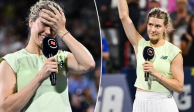 Eugenie Bouchard fights back tears after last tennis match of career