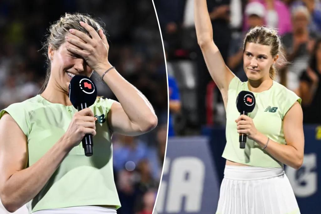 Eugenie Bouchard fights back tears after last tennis match of career
