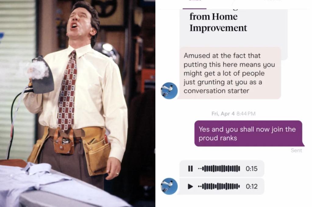 Woman asks for Tim Allen impressions on dating app
