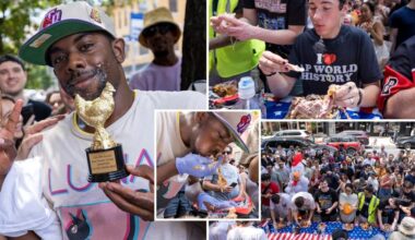 Bizarre NYC rotisserie chicken-eating contest ends with belly-busting twist