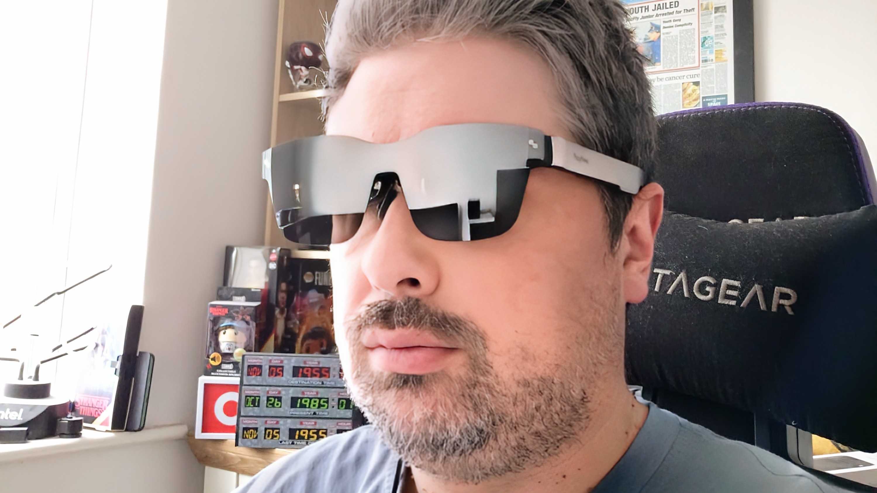 Wearing the RayNeo Air 2s AR glasses.