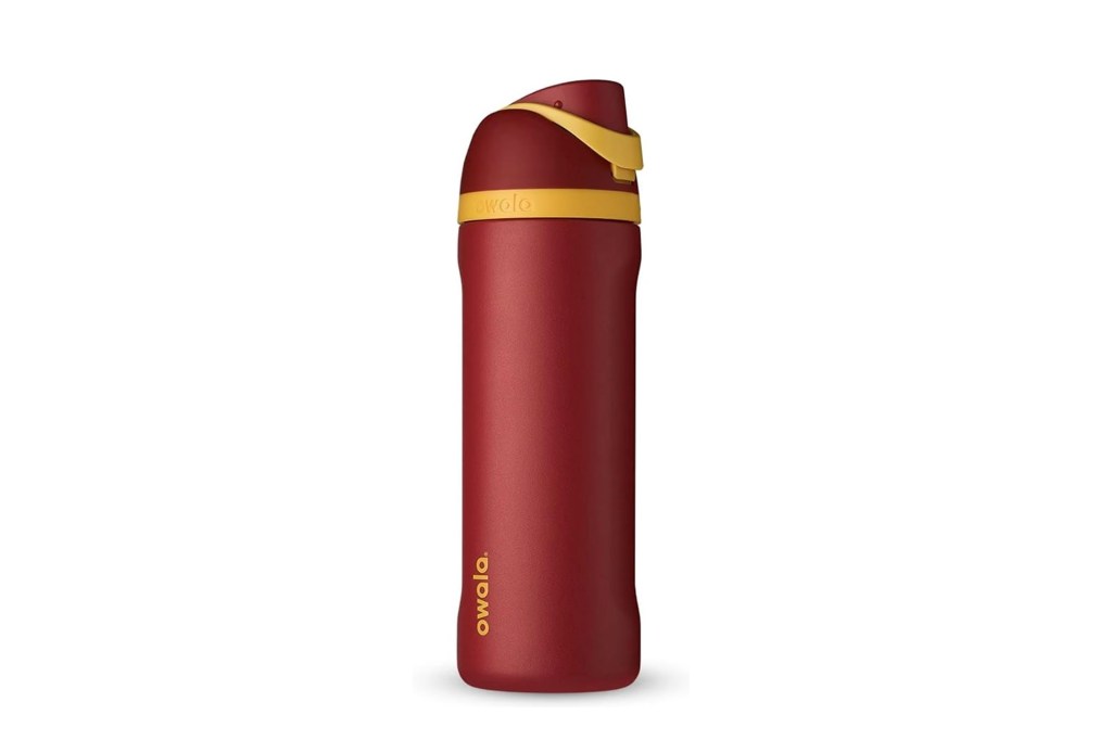 red and yellow water bottle