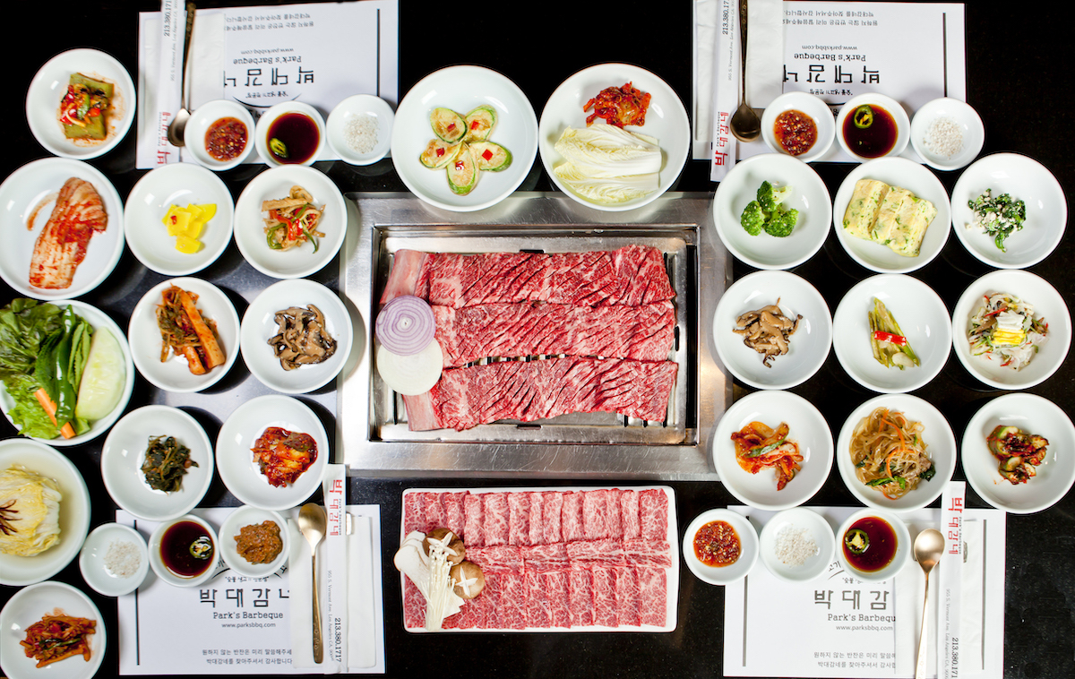 Korean BBQ spread from Park's BBQ