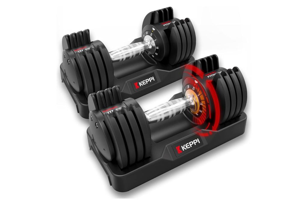 A set of dumbbells that are adjustable