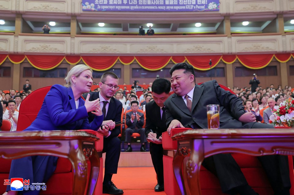 Kim Jong Un and Olga Lyubimova at a performance in Pyongyang.