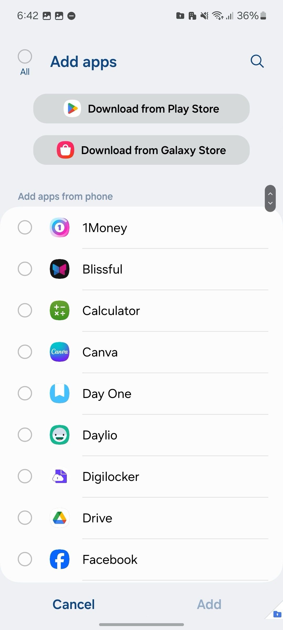 Add apps in Secure Folder