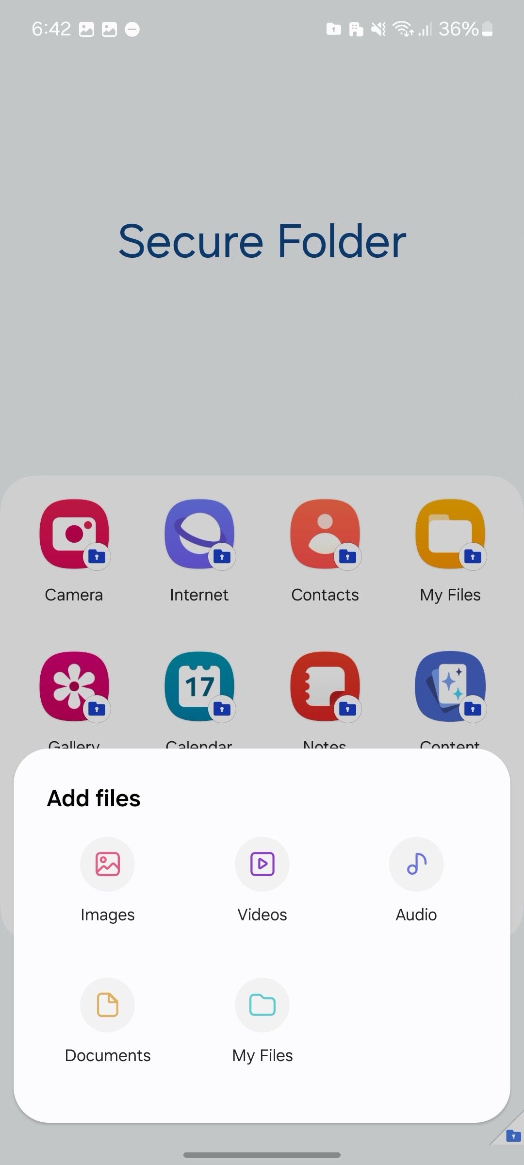 Add files and media in Secure folder