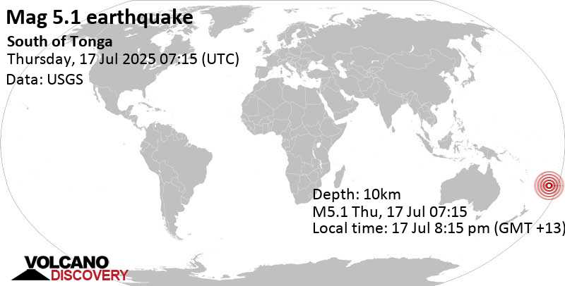5.1 quake Tonga Jul 17, 2025 08:15 pm (GMT +13)