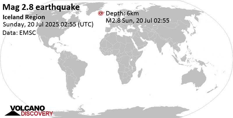 2.8 quake Southern Peninsula, 25 km south of Reykjavik, Capital Region, Iceland, Jul 20, 2025 02:55 am (Reykjavik time)