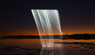 reuben wu draws aerial laser geometries across remote landscapes